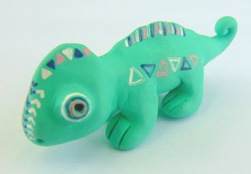 Mini Polymer Clay Chameleon Sculpture