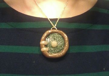 Fantasy fairy door polymer clay necklace