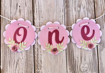 Floral First Birthday Banner