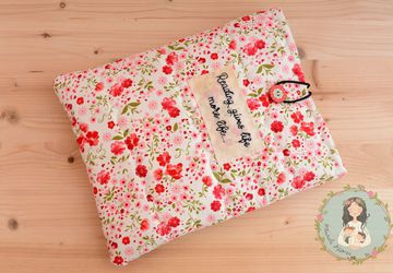 Book sleeve, e-reader cover, gift for reading, bookworm gift, book buddy, vintage roses cover, notebook cover, red rose book cover, book bag