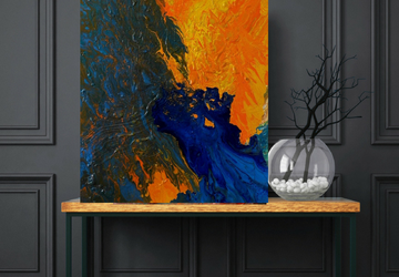 Large Acrylic Pour Painting, Orange Textured Painting, Large Original Painting on Canvas, Abstract Art On 30 x 40 inches