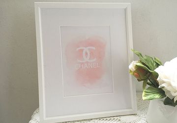 Chanel logo print, chanel wall art, chanel logo in pink, pink chanel, chanel print
