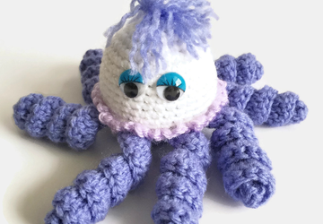 Purple and White Little Octopus Keyring Bag Charm
