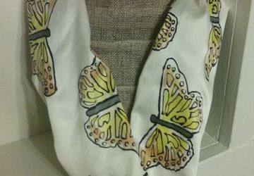 Butterfly Silk Painted Circle Scarf