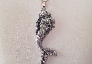Mermaid Necklace/ Silver Mermaid Necklace, Ocean Necklace, Once Upon A Time, Fairytale Necklaces, Fish Necklace, Mermaid Jewelry