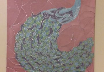 Peacock Wall Art Painted on Silk 24"X30"