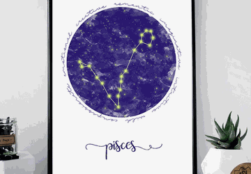 Pisces zodiac sign printable wall art