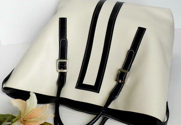 Large Cream and Black Tote Bag
