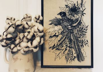 Vintage framed embroidery | Bird embroidery | Bird needle point | vintage bird embroidery | vintage bird wall hanging | black and white bird