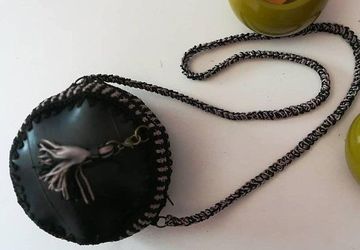 Tamburine Bag/Innertube Bag/ Tamburello Borsa/ Crochet Bag/Makrame Yarn/ Free Shipping!!! /Handmade/ Beige and Black Color/Drum Bag