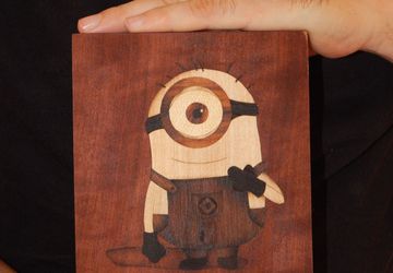 ORIGINAL wooden  minion of Gru art marquetry woodworking by Andulino