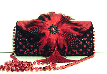 Red and Black Feathered Clutch