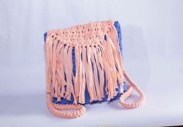 Backpack Crochet Bag Free Shipping!!! /Handmade Backpack/ Boho Style/Pink Light Blue