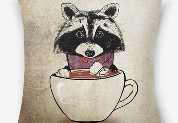 "Raccoon and cacao" pillow