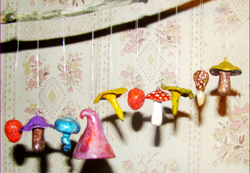 Mushroom ornaments, Colorful ornament set, 3D Mushroom home decor, Christmas tree ornaments, Yule home decor, Christmas ornaments, Set of 10