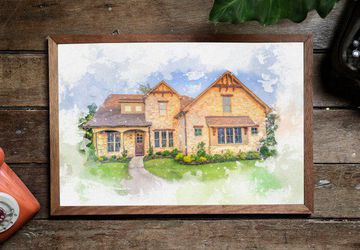 Custom Watercolor Home Portrait- Housewarming Gift