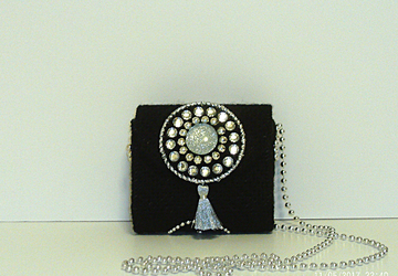 Sliver and Black Jeweled Clutch/Evening Bag