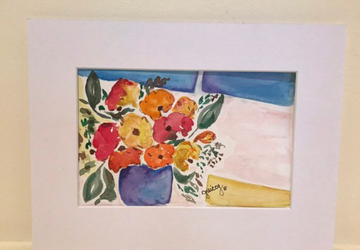 Original Watercolor Painting  - Window Flowers