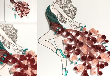 Ballerina art, Quilling art, Kids room decor, Quilling art, Nursery decor, Baby shower gift, Gift for her, Framed art