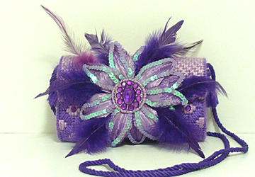Purple Feathered Jeweled Clutch/Evening bag