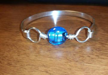 Foil Glass And Silver Bracelet