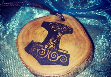 Thors Hammer Mjolnir Handmade Wooden Necklace Charms