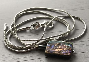 Abalone and Hematite Necklace in Sterling Silver (Mother of Pearl)