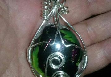Dichroic And Silver Wire Wrap Pendant