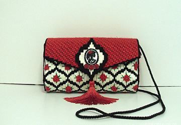 Red,Black and White large clutch