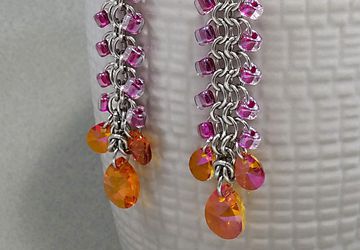 Stainless Steel Chain Mail & SWAROVSKI Astral Pint Earrings
