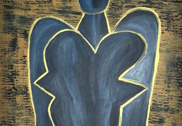 Abstract Angel Painting - Abstract Figurative Painting - Large Painting - Blue Angel - Home Decor - Spiritual Art - Poetry Art