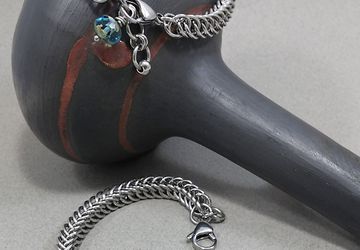 Stainless Steel Chain Mail Unisex Bracelet - Half Persian weave 4-n-1