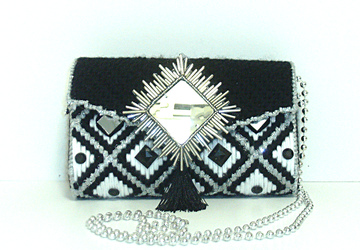 Black,Sliver and White Jeweled clutch/evening bag
