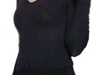 A knitted deep-blue sweater