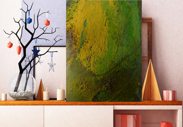 Green Abstract Wall Art, Large Green Painting, Acrylic Fluid Painting on Canvas, 30 x 40 inches, Original Acrylic Art, Green Abstract Art