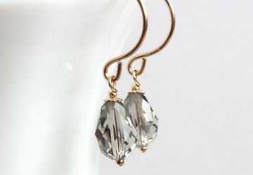 Swarovski Drop Earrings Gold Filled Jewelry Gray Swarovsky Earrings Crystal Jewellery Gifts For Women  Swarovski Crystal Jewelry