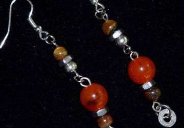 EARRINGS, Stainless STEEL, Orange, Brown, Chic, Nice, Feminine, Dare to Wear, OOAK