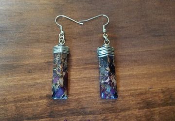Raw Amethyst Earrings/Amethyst Gemstone Earrings/Spiritual Earrings/Wire Wrapped Earrings/Raw Jasper Earrings/Amethyst Birthstone