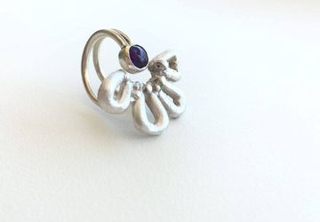 Amethyst flower sterling ring