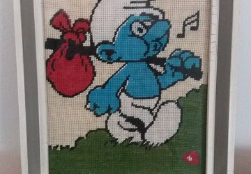 Vintage Smurf gobelin, wall decor Schtroumpfs