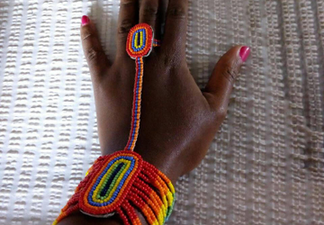 African Engagement beaded bracelet with a ring