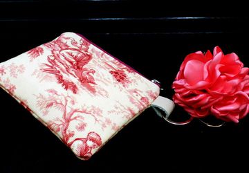 Key Fob Wallet, Small Minimalist Fabric Wallet, Pink Small Pouch, Keychain Wallet Pouch, Keychain Card Holder, Earbud Case