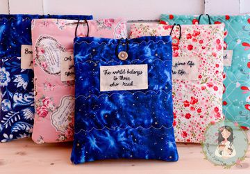 Book sleeve, e-book cover, gift for reading, bookworm gift, book buddy, vintage cover, notebook cover, galaxy book cover, star gazers covers