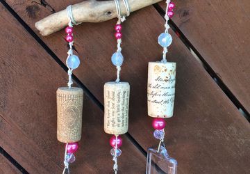 Boho Wine Cork Photo Frame Windchime