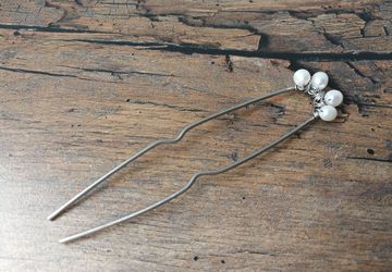 Freshwater pearls steel hair fork, stainless steel wire wrapped hair accessories