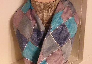 Cool Tones Diamond Silk Painted Circle Scarf