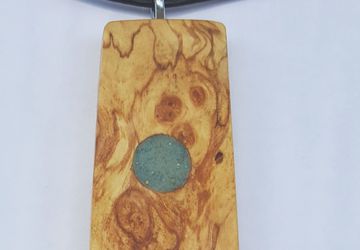 Birch Burl and Epoxy Resin Necklace, Resin Jewelry, Wood Jewelry, Geometric Necklace