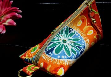 Small Makeup Pouch, Sunglass Pouch, Orange Makeup Bag, Floral Cosmetic Bag, Small Zipper Pouch, Small Travel Pouch For Women