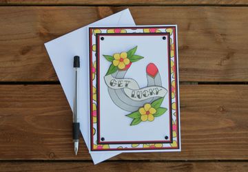 Get Lucky Horse Shoe Greetings Card