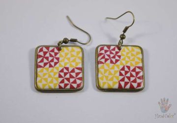 Portuguese Ceramic Tiles Squared Earrings - BQDA-2-63